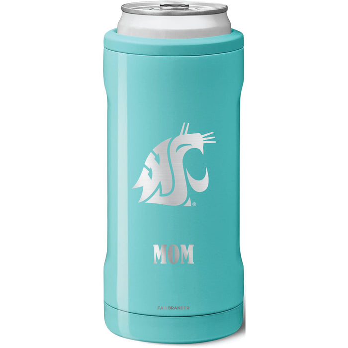 BruMate Slim Insulated Can Cooler with Washington State Cougars Mom Primary Logo
