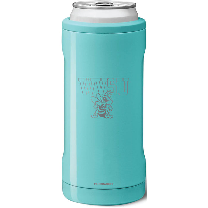 BruMate Slim Insulated Can Cooler with West Virginia State Univ Yellow Jackets Primary Logo