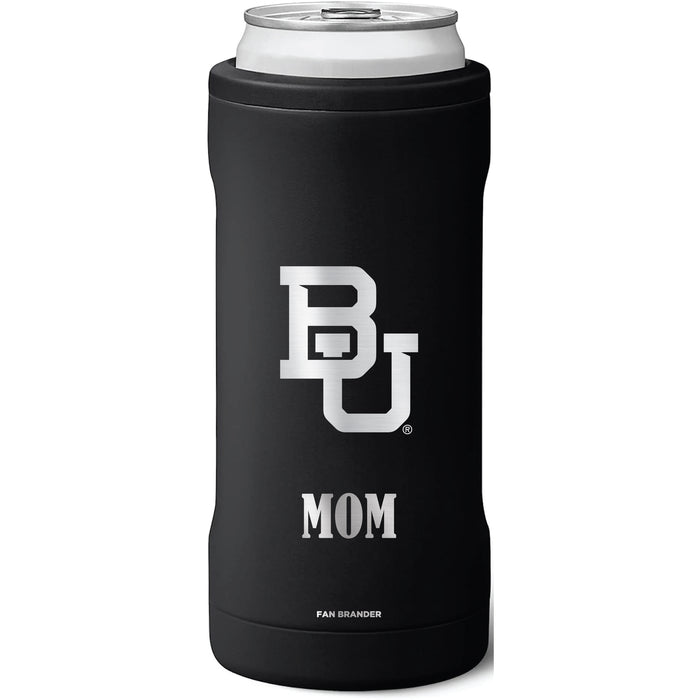 BruMate Slim Insulated Can Cooler with Baylor Bears Mom Primary Logo