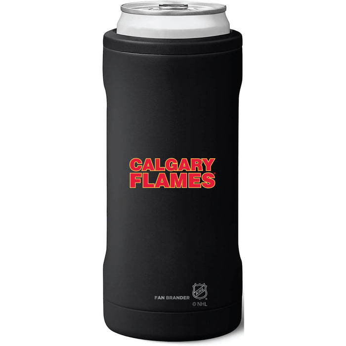 BruMate Slim Insulated Can Cooler with Calgary Flames Secondary Logo