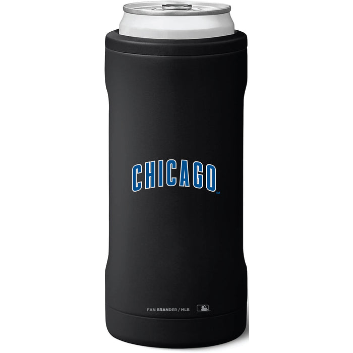 BruMate Slim Insulated Can Cooler with Chicago Cubs Wordmark Logo