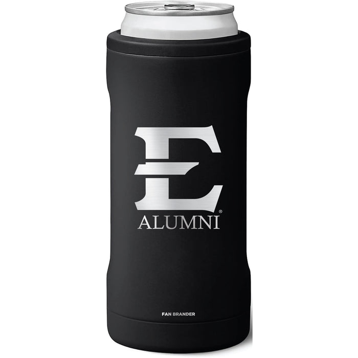 BruMate Slim Insulated Can Cooler with Eastern Tennessee State Buccaneers Alumni Primary Logo