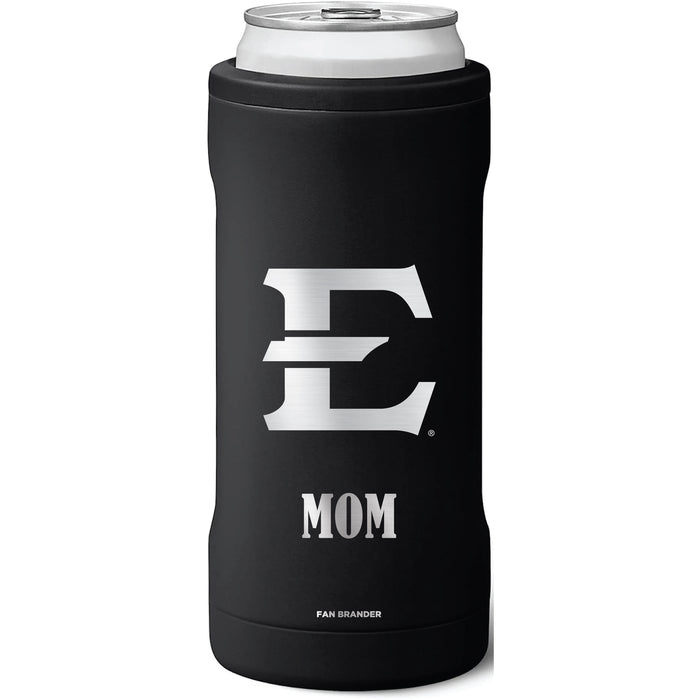 BruMate Slim Insulated Can Cooler with Eastern Tennessee State Buccaneers Mom Primary Logo