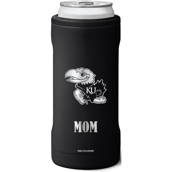 BruMate Slim Insulated Can Cooler with Kansas Jayhawks Mom Primary Logo