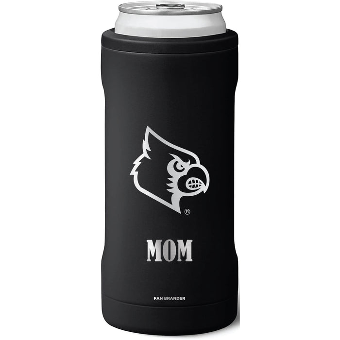 BruMate Slim Insulated Can Cooler with Louisville Cardinals Mom Primary Logo