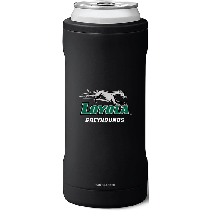 BruMate Slim Insulated Can Cooler with Loyola Univ Of Maryland Hounds Primary Logo