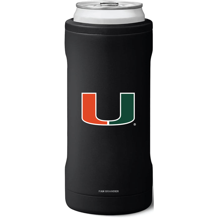 BruMate Slim Insulated Can Cooler with Miami Hurricanes Primary Logo