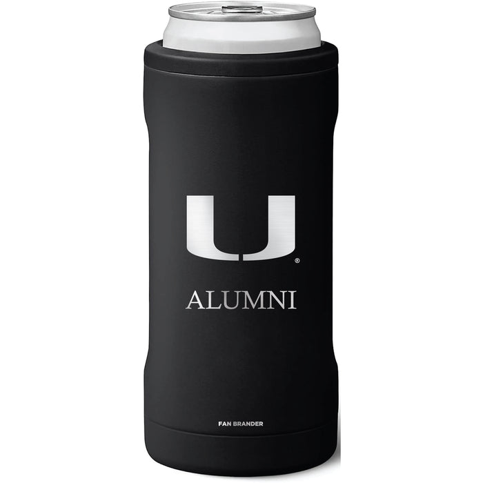 BruMate Slim Insulated Can Cooler with Miami Hurricanes Alumni Primary Logo