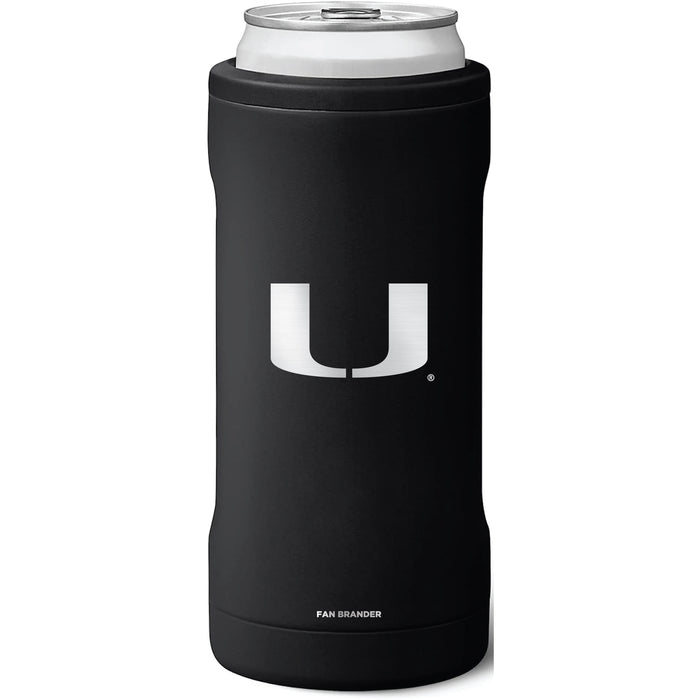 BruMate Slim Insulated Can Cooler with Miami Hurricanes Primary Logo