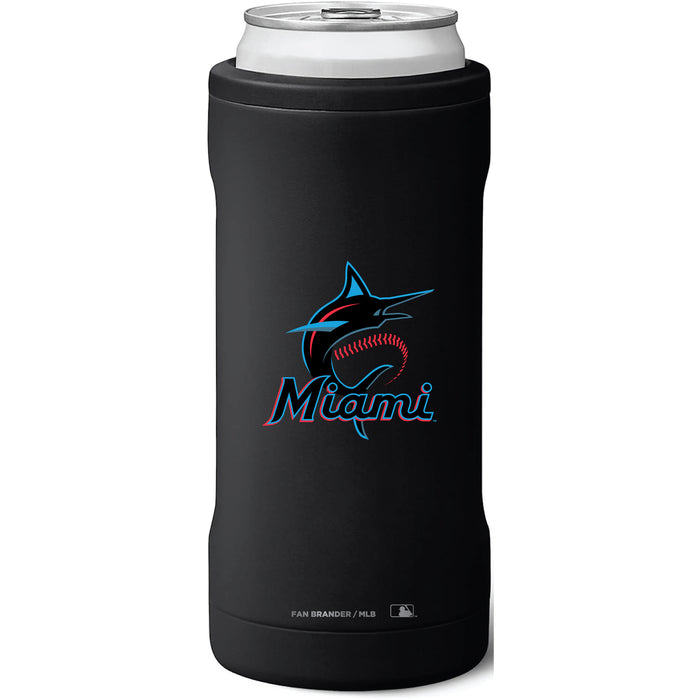 BruMate Slim Insulated Can Cooler with Miami Marlins Primary Logo