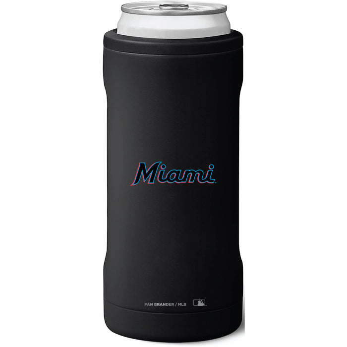 BruMate Slim Insulated Can Cooler with Miami Marlins Wordmark Logo