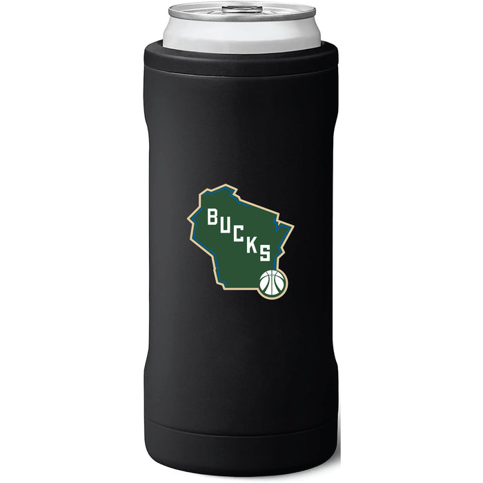 BruMate Slim Insulated Can Cooler with Milwaukee Bucks Alternate 2 Logo