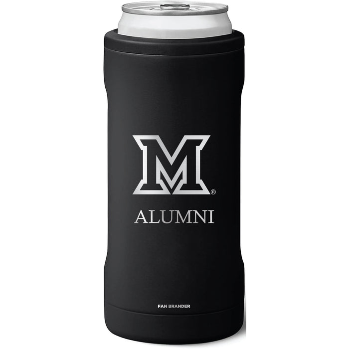 BruMate Slim Insulated Can Cooler with Miami University RedHawks Alumni Primary Logo