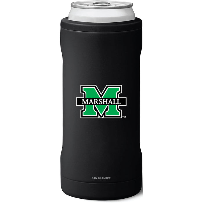 BruMate Slim Insulated Can Cooler with Marshall Thundering Herd Primary Logo