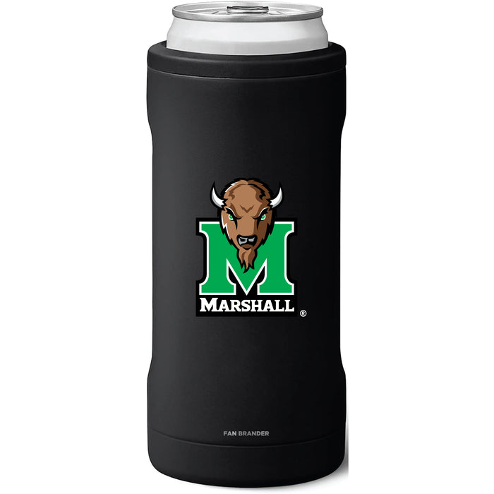 BruMate Slim Insulated Can Cooler with Marshall Thundering Herd Secondary Logo