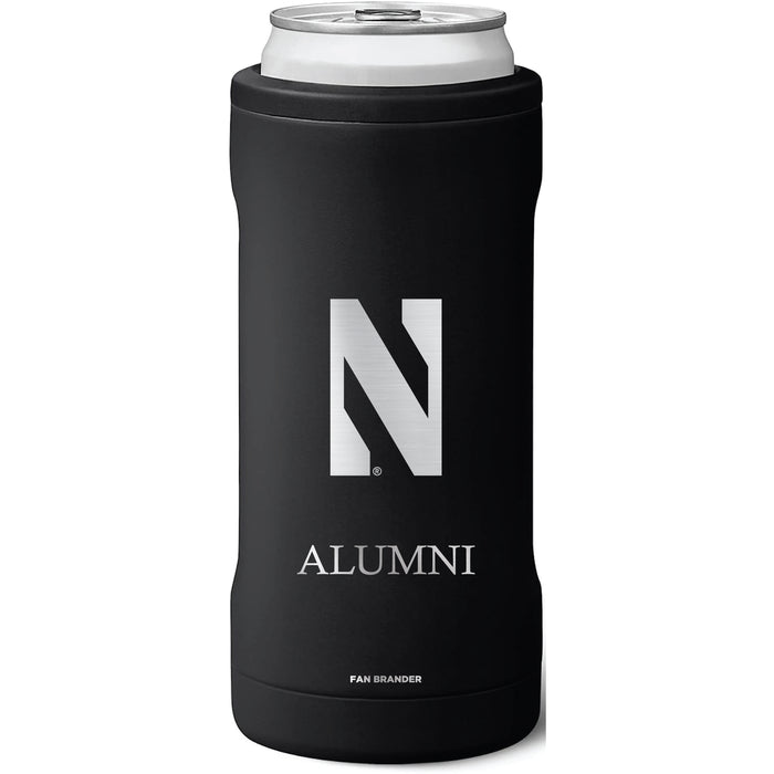 BruMate Slim Insulated Can Cooler with Northwestern Wildcats Alumni Primary Logo