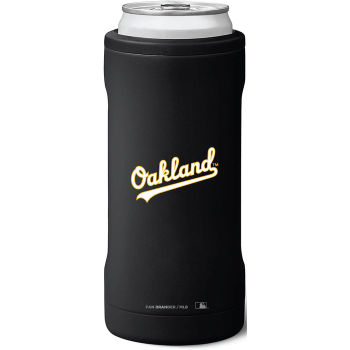 BruMate Slim Insulated Can Cooler with Oakland Athletics Wordmark Logo