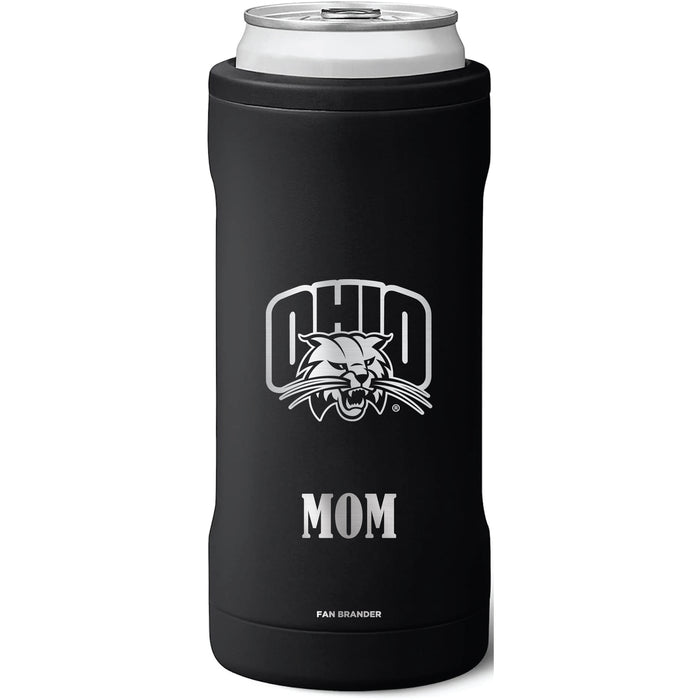 BruMate Slim Insulated Can Cooler with Ohio University Bobcats Mom Primary Logo