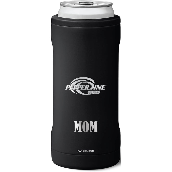 BruMate Slim Insulated Can Cooler with Pepperdine Waves Mom Primary Logo