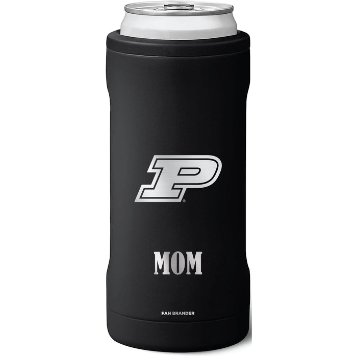 BruMate Slim Insulated Can Cooler with Purdue Boilermakers Mom Primary Logo