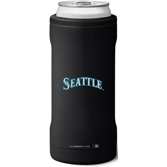 BruMate Slim Insulated Can Cooler with Seattle Mariners Wordmark Logo