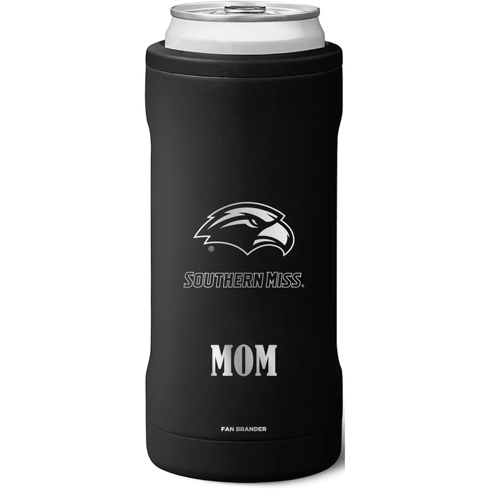 BruMate Slim Insulated Can Cooler with Southern Mississippi Golden Eagles Mom Primary Logo