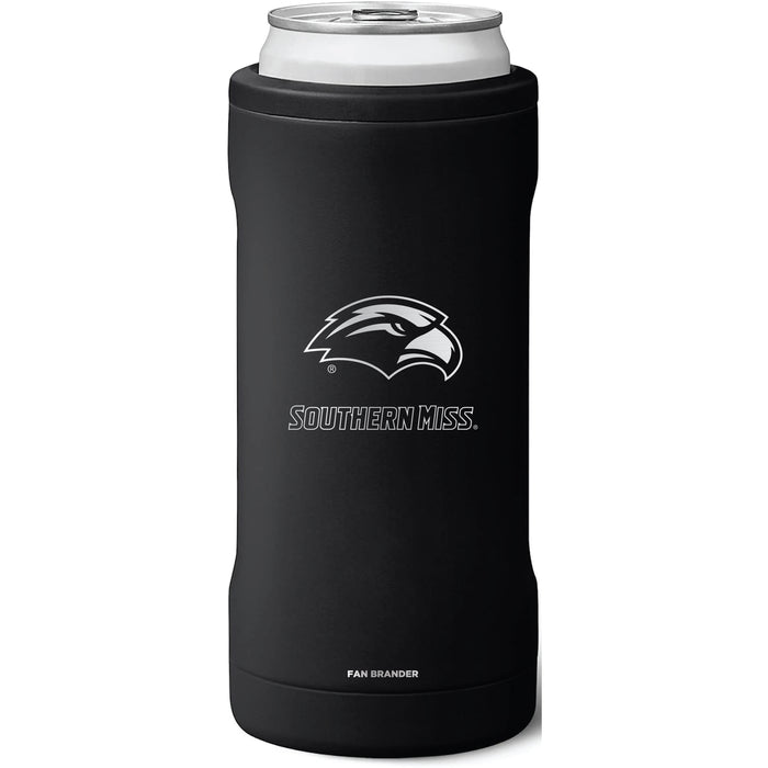BruMate Slim Insulated Can Cooler with Southern Mississippi Golden Eagles Primary Logo