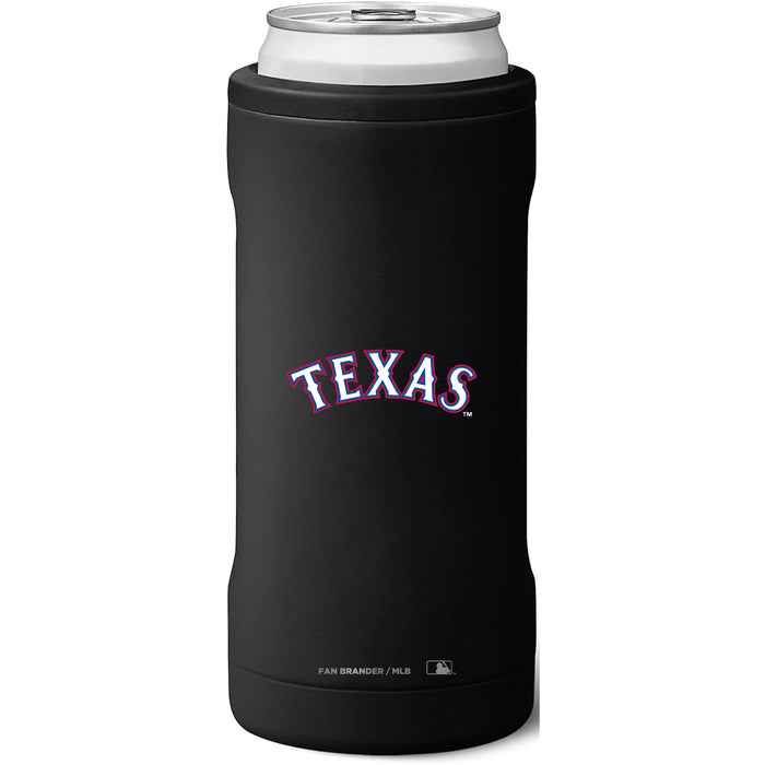 BruMate Slim Insulated Can Cooler with Texas Rangers Wordmark Logo