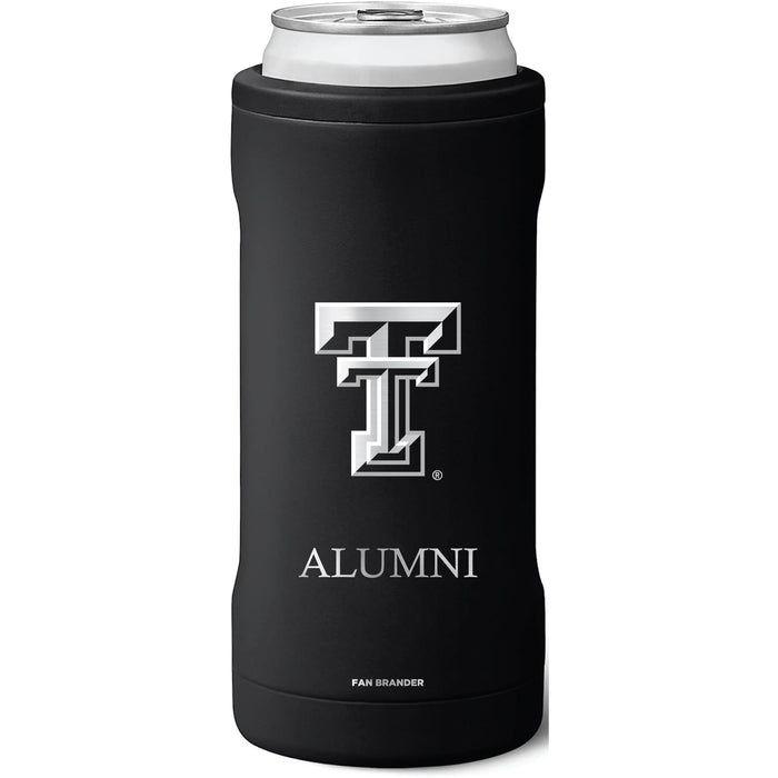 BruMate Slim Insulated Can Cooler with Texas Tech Red Raiders Alumni Primary Logo