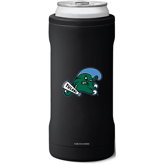 BruMate Slim Insulated Can Cooler with Tulane Green Wave Primary Logo