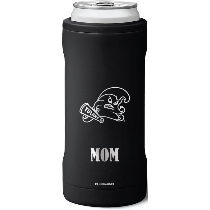 BruMate Slim Insulated Can Cooler with Tulane Green Wave Mom Primary Logo