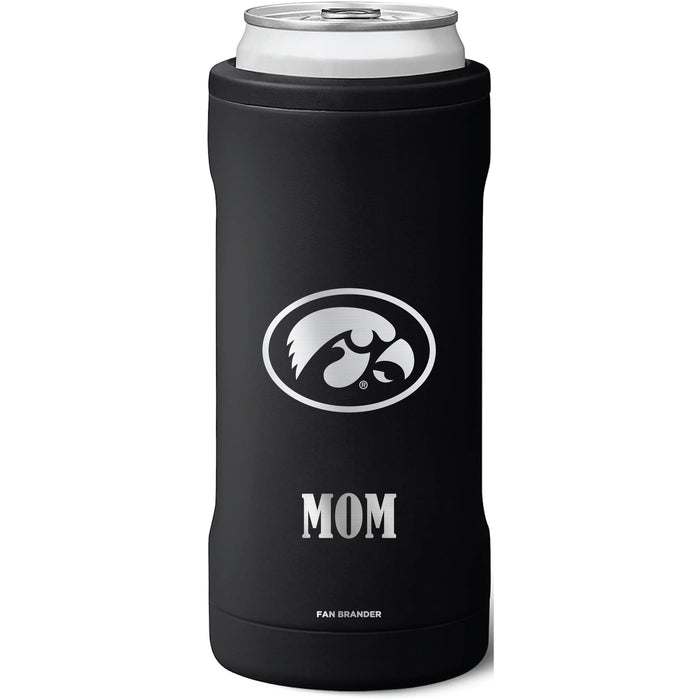 BruMate Slim Insulated Can Cooler with Iowa Hawkeyes Mom Primary Logo