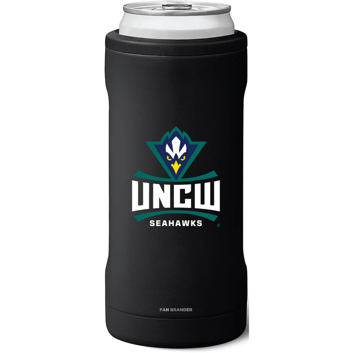 BruMate Slim Insulated Can Cooler with UNC Wilmington Seahawks Primary Logo
