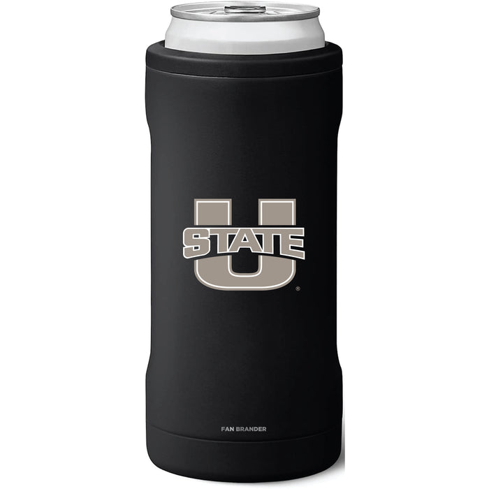 BruMate Slim Insulated Can Cooler with Utah State Aggies Primary Logo