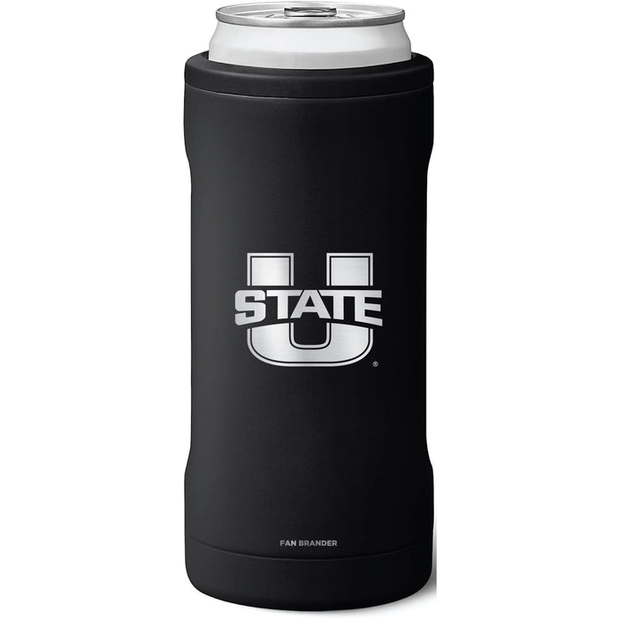 BruMate Slim Insulated Can Cooler with Utah State Aggies Primary Logo