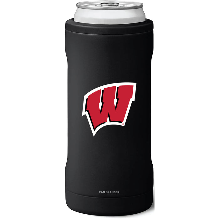 BruMate Slim Insulated Can Cooler with Wisconsin Badgers Primary Logo