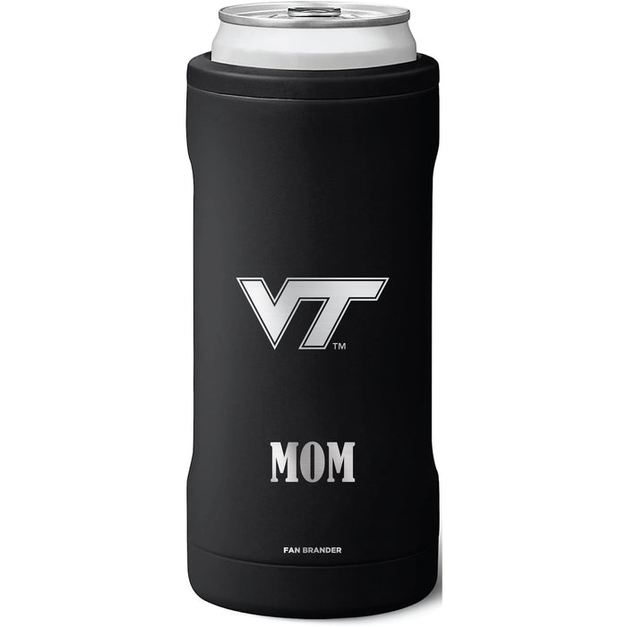 BruMate Slim Insulated Can Cooler with Virginia Tech Hokies Mom Primary Logo