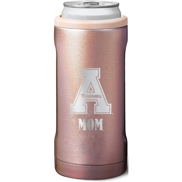 BruMate Slim Insulated Can Cooler with Appalachian State Mountaineers Mom Primary Logo