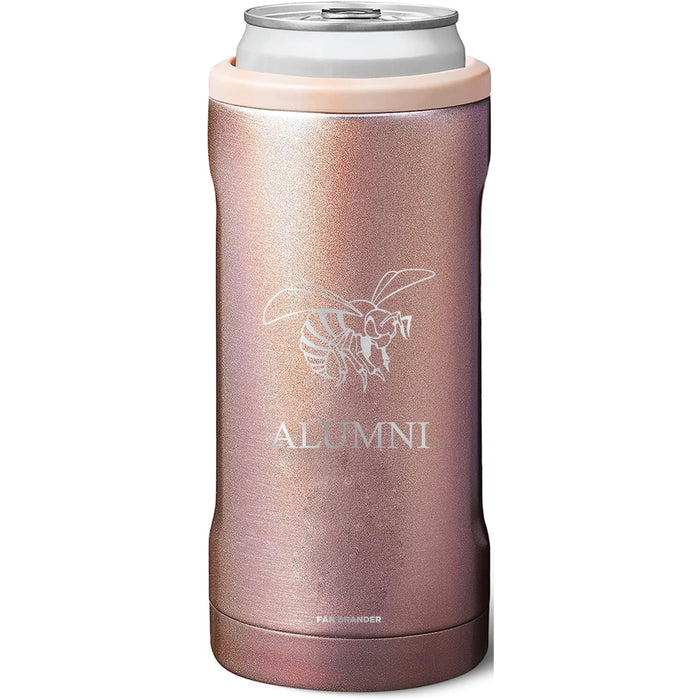 BruMate Slim Insulated Can Cooler with Alabama State Hornets Alumni Primary Logo