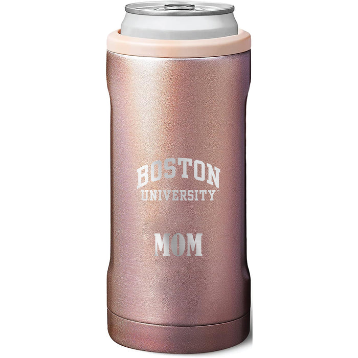BruMate Slim Insulated Can Cooler with Boston University Mom Primary Logo