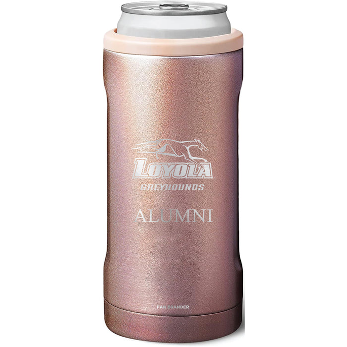 BruMate Slim Insulated Can Cooler with Loyola Univ Of Maryland Hounds Alumni Primary Logo