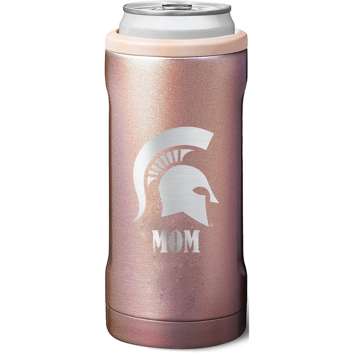 BruMate Slim Insulated Can Cooler with Michigan State Spartans Mom Primary Logo