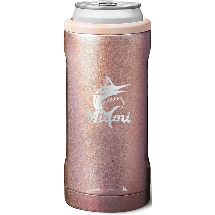 BruMate Slim Insulated Can Cooler with Miami Marlins Primary Logo