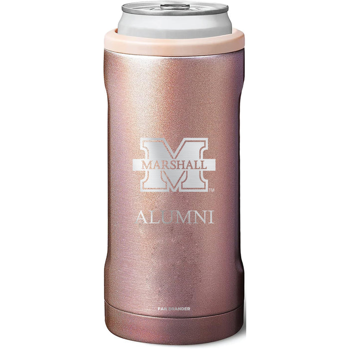 BruMate Slim Insulated Can Cooler with Marshall Thundering Herd Alumni Primary Logo