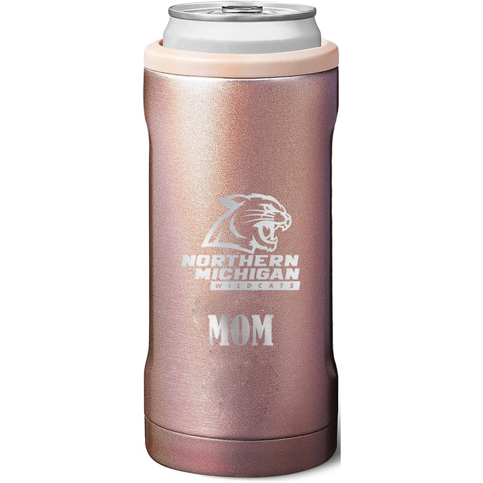 BruMate Slim Insulated Can Cooler with Northern Michigan University Wildcats Mom Primary Logo