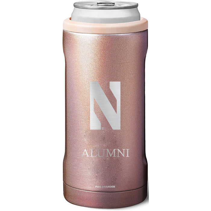 BruMate Slim Insulated Can Cooler with Northwestern Wildcats Alumni Primary Logo