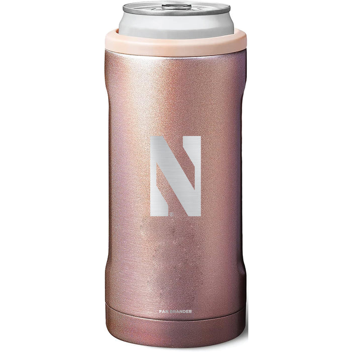 BruMate Slim Insulated Can Cooler with Northwestern Wildcats Primary Logo