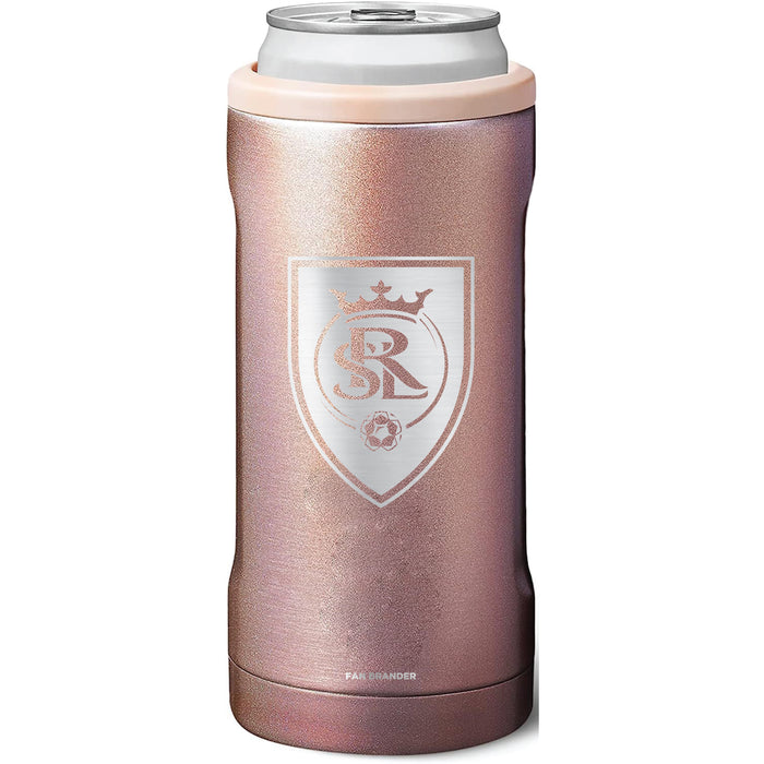 BruMate Slim Insulated Can Cooler with Real Salt Lake Primary Logo