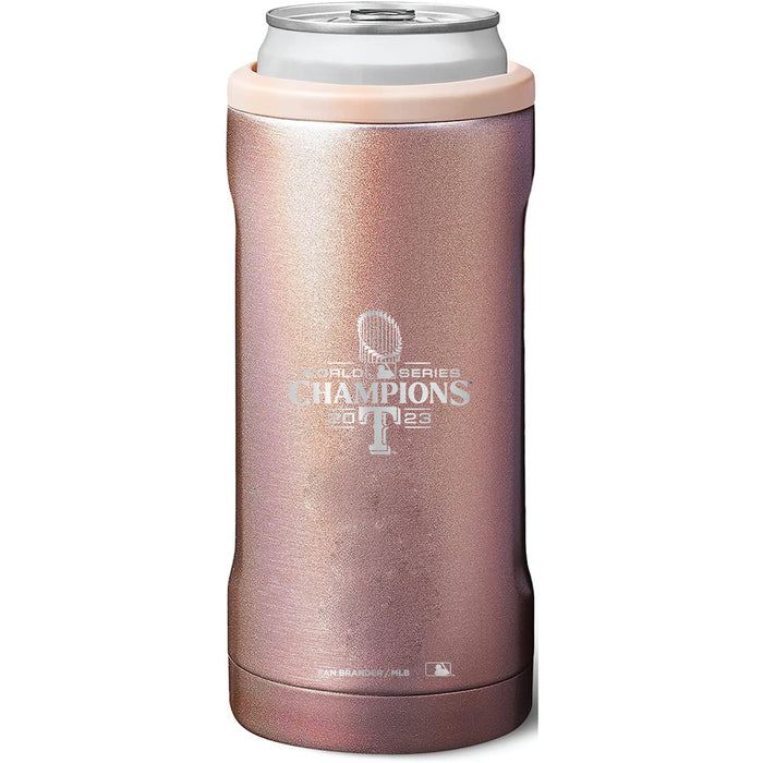BruMate Slim Insulated Can Cooler with Texas Rangers 2023 MLB Champs Etched Logo