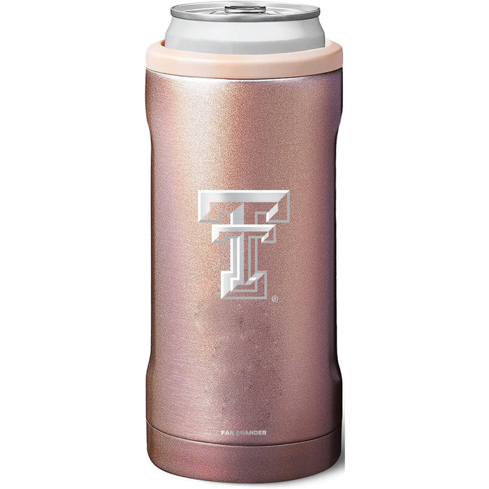 BruMate Slim Insulated Can Cooler with Texas Tech Red Raiders Primary Logo